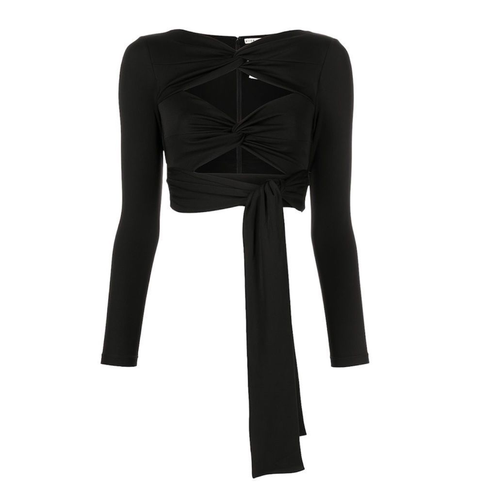Alice + Olivia Amelie Twist Tie Top in Black Size Medium - Picture 4 of 10